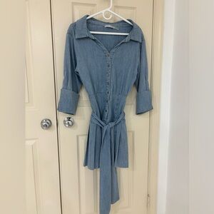 Alice and Olivia Blue Button Up Dress